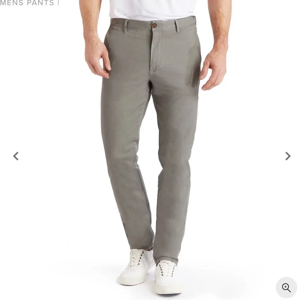 Mott & Bow Mens Everyday Comfort Slim Chino Pants‎ Grey 35x30 Zip Fly